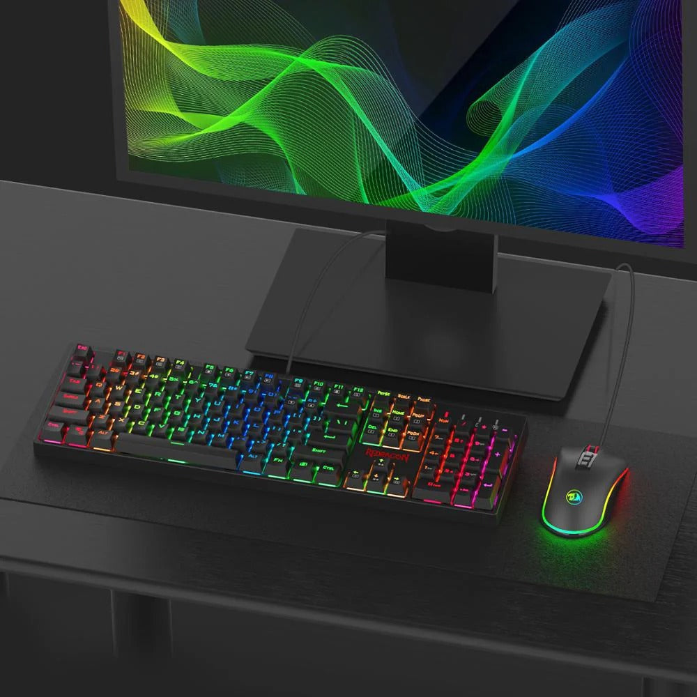 Surara K582 - 104 Keys Wired Mechanical Keyboard RGB (Red Switch)