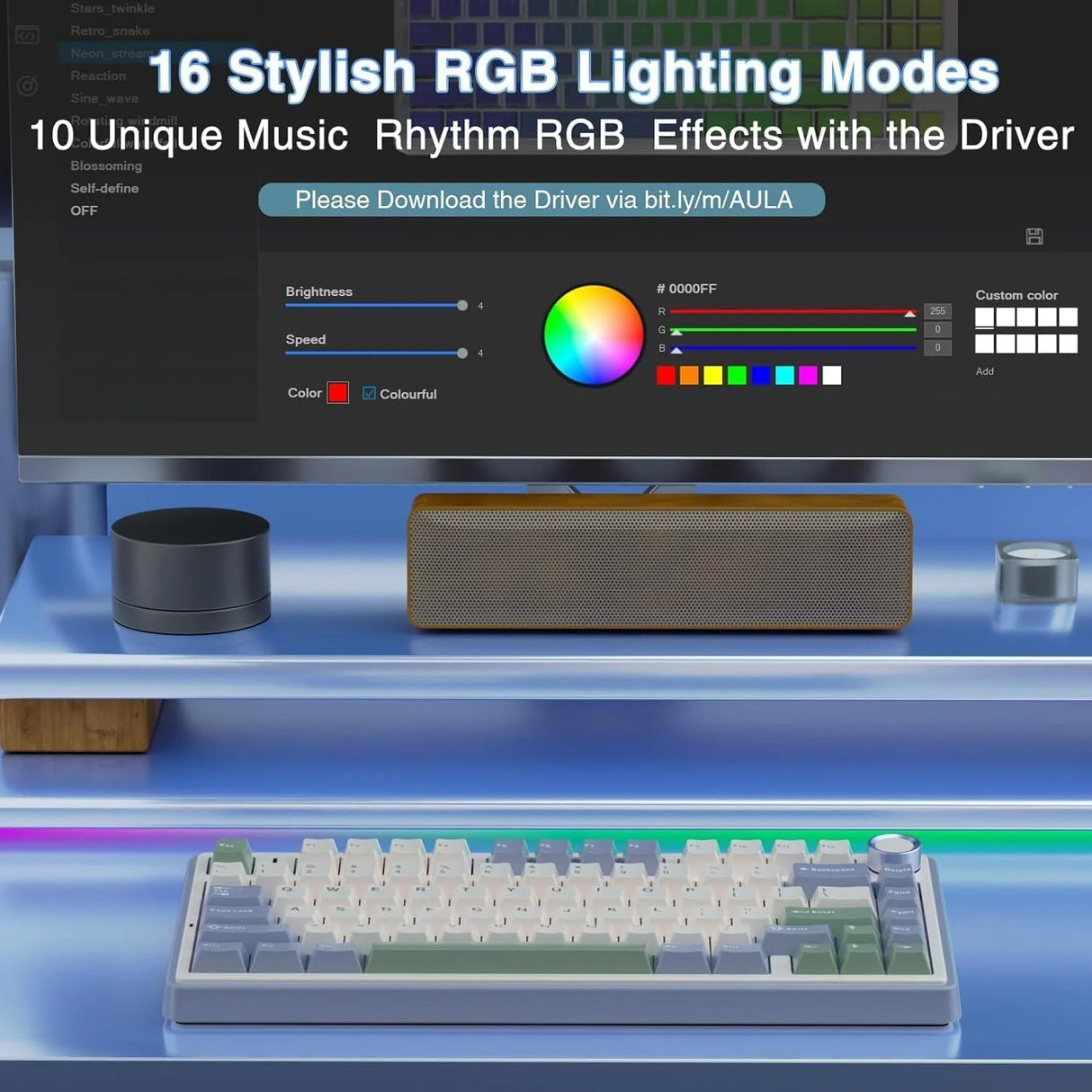 AULA F75 Wireless Trio Mode Mechanical Gaming Keyboard With Knob Cedar Green | Reaper Switch (F75CGR)