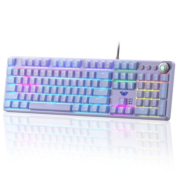 AULA F2088Pro Full Size USB Wired Mechanical Gaming Keyboard with Media Knob