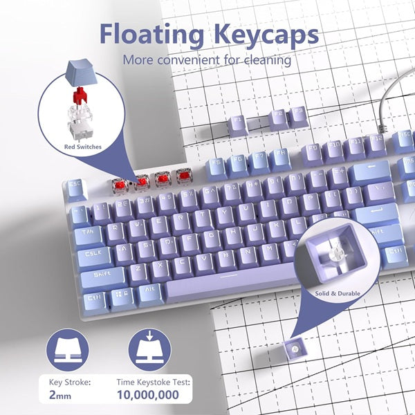 AULA F2088Pro Full Size USB Wired Mechanical Gaming Keyboard with Media Knob