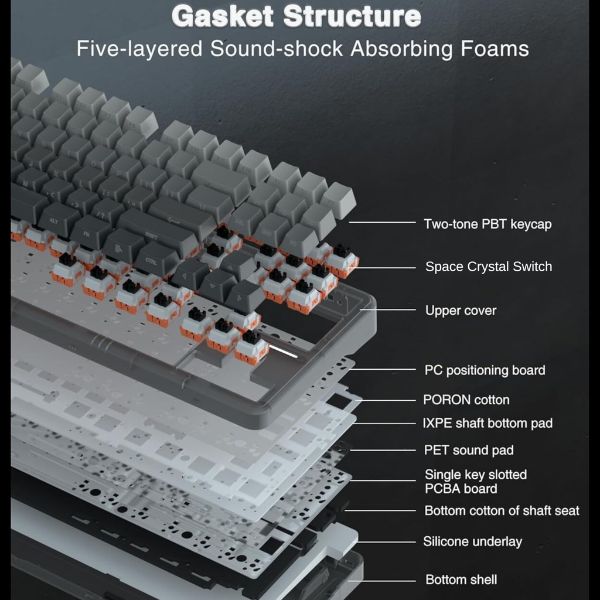 AULA F87 Side-Engraved Keycaps Wireless Tri Mode (2.4GHz/Type-C/BT) RGB Mechanical Gaming Keyboard