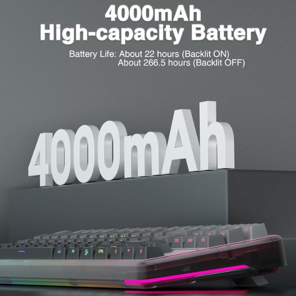 AULA F87 Side-Engraved Keycaps Wireless Tri Mode (2.4GHz/Type-C/BT) RGB Mechanical Gaming Keyboard