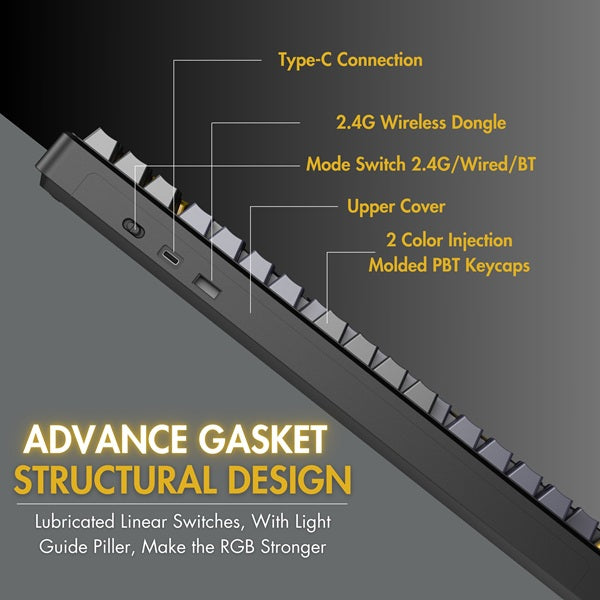 AULA F87 Wireless Tri Mode (2.4GHz/Type-C/BT) RGB Mechanical Gaming Keyboard