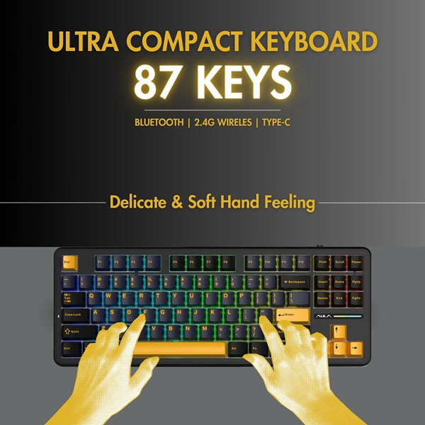 AULA F87 Wireless Tri Mode (2.4GHz/Type-C/BT) RGB Mechanical Gaming Keyboard