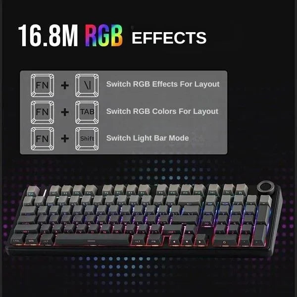 AULA F99 Pro 96% Side-Engraved Keycaps Tri-Mode Wireless Full Size Mechanical Gaming Keyboard With Knob | Gradient Gray, Nimbus Switch (F99ProGrN)