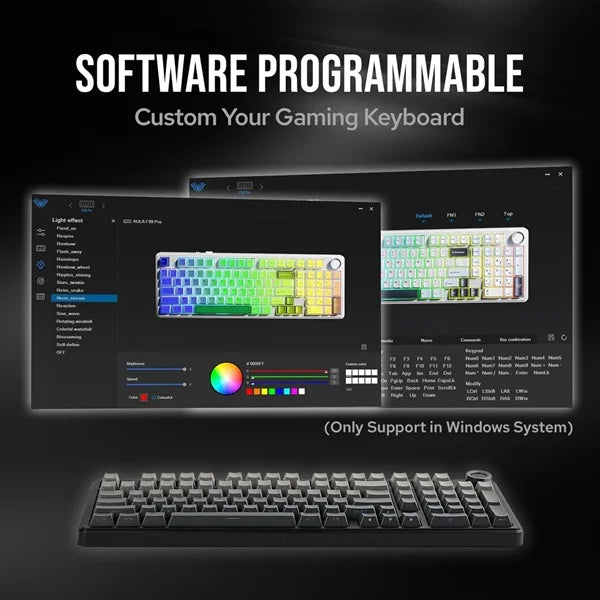 AULA F99 Pro 96% Side-Engraved Keycaps Tri-Mode Wireless Full Size Mechanical Gaming Keyboard With Knob | Gradient Gray, Nimbus Switch (F99ProGrN)
