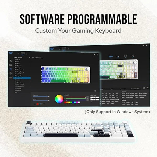 AULA F99 Pro 96% Tri-Mode Wireless Full Size Mechanical Gaming Keyboard With Knob | Ice Blue, Star Vector (Seiya) Switch (F99ProIUS)