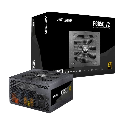 Ant Esports PSU FG650 V2 650W 80+Gold Full Modular Black Power Supply