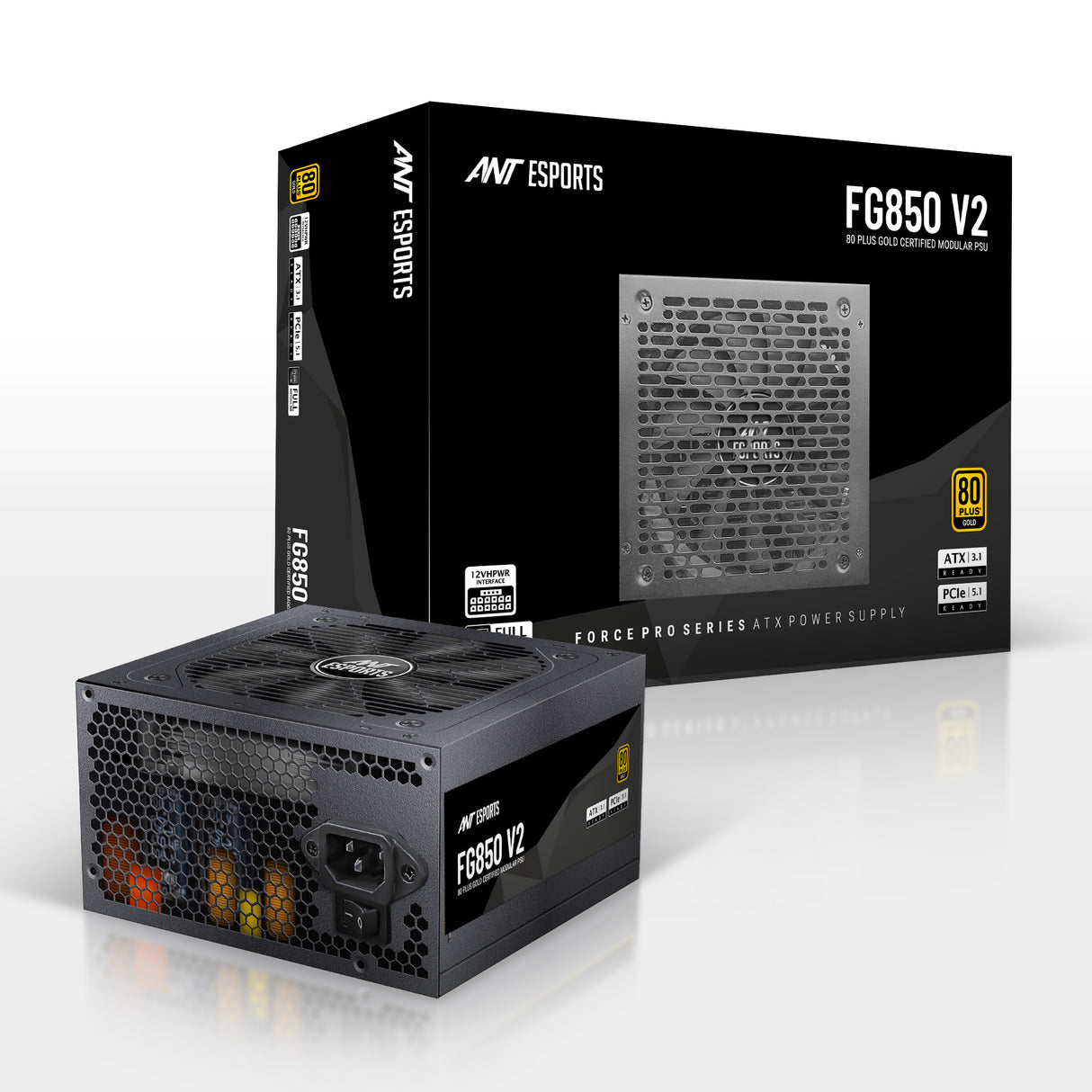 Ant Esports FG850 V2 850W 80+Gold Full Modular ATX 3.1 & PCIe 5.1 Black Power Supply