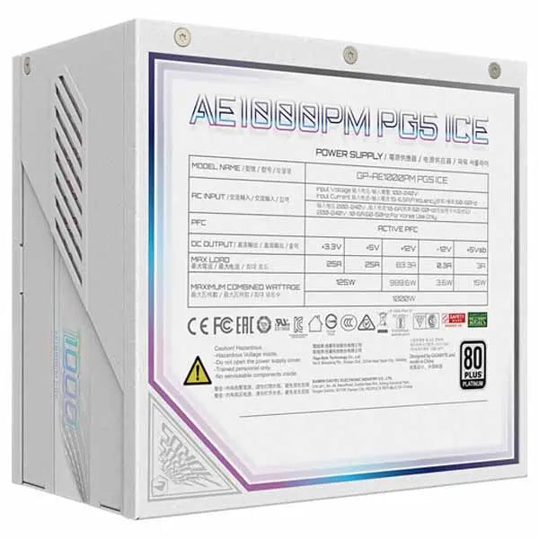 Gigabyte AORUS ELITE ICE 1000W 80 PLUS Platinum Modular ATX Power Supply (White)