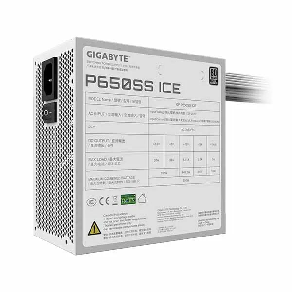 Gigabyte P650SS ATX 3.0 650 Watt 80 Plus Silver Power Supply (White)