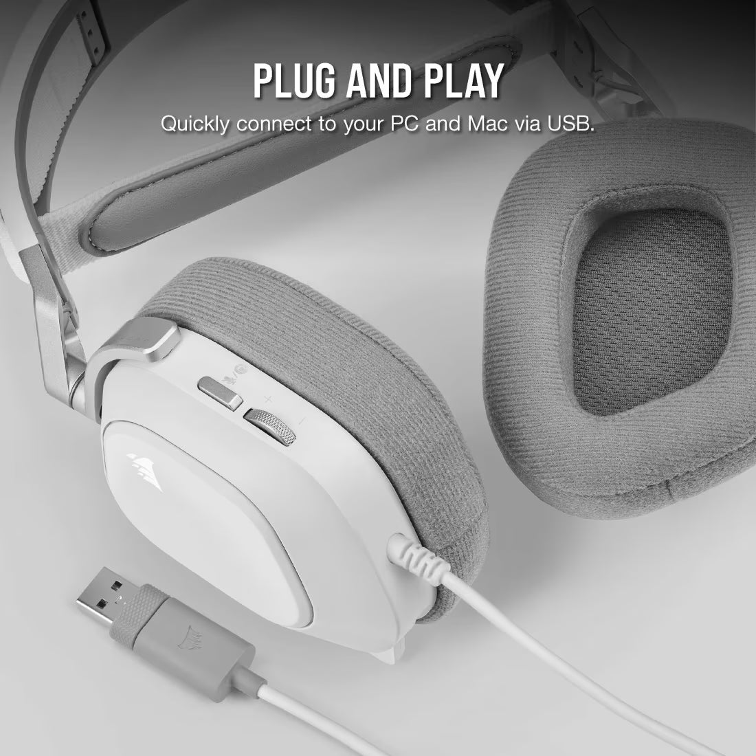 Corsair HS80 RGB USB Wired Gaming Headset White
