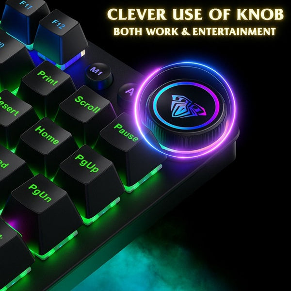 AULA M75 Tri-Mode (2.4G/Bluetooth/Wired) TKL Mechanical Gaming Keyboard With Knob
