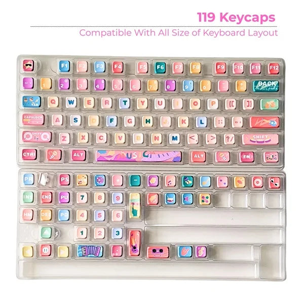 Pudding Keycaps 119 Qty | Compatible With All Size of Keyboard | Pudding keycaps Mixcolor (PdKMix)