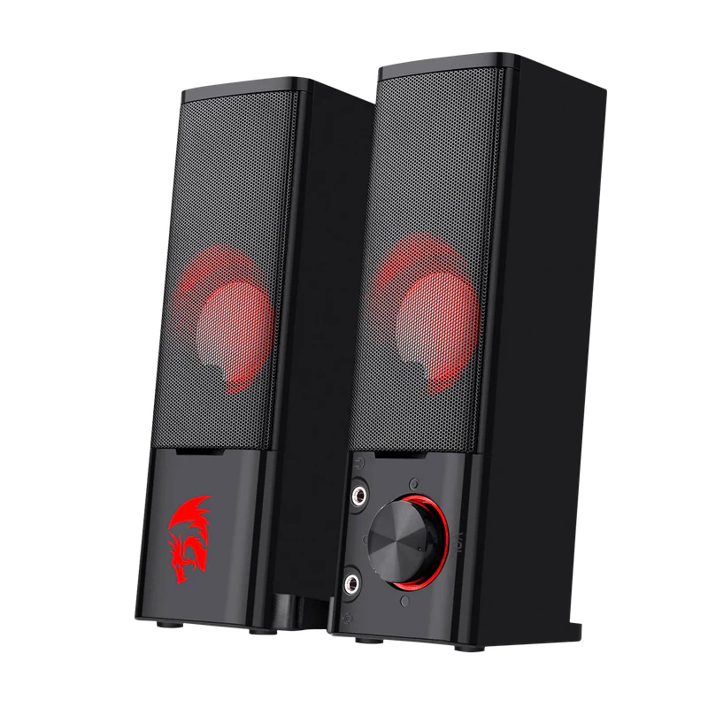 ORPHEUS GS550 - 2.0 Channel Stereo Wired Desktop Computer Sound Bar with Compact Maneuverable Size and Red Backlight