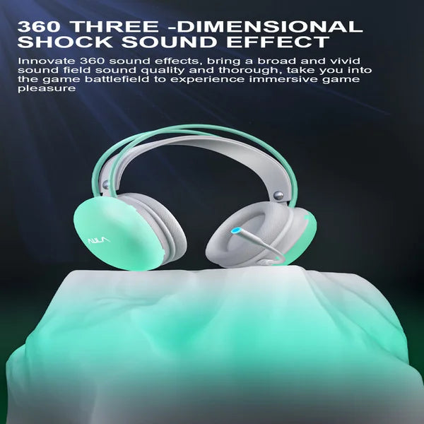 Aula S505 RGB Wired Gaming Headset With Adjustable Mic (Green)