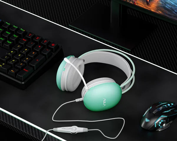 Aula S505 RGB Wired Gaming Headset With Adjustable Mic (Green)