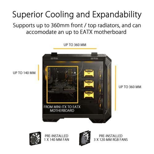 Asus TUF Gaming GT501 RGB Grey E-ATX Mid Tower Case