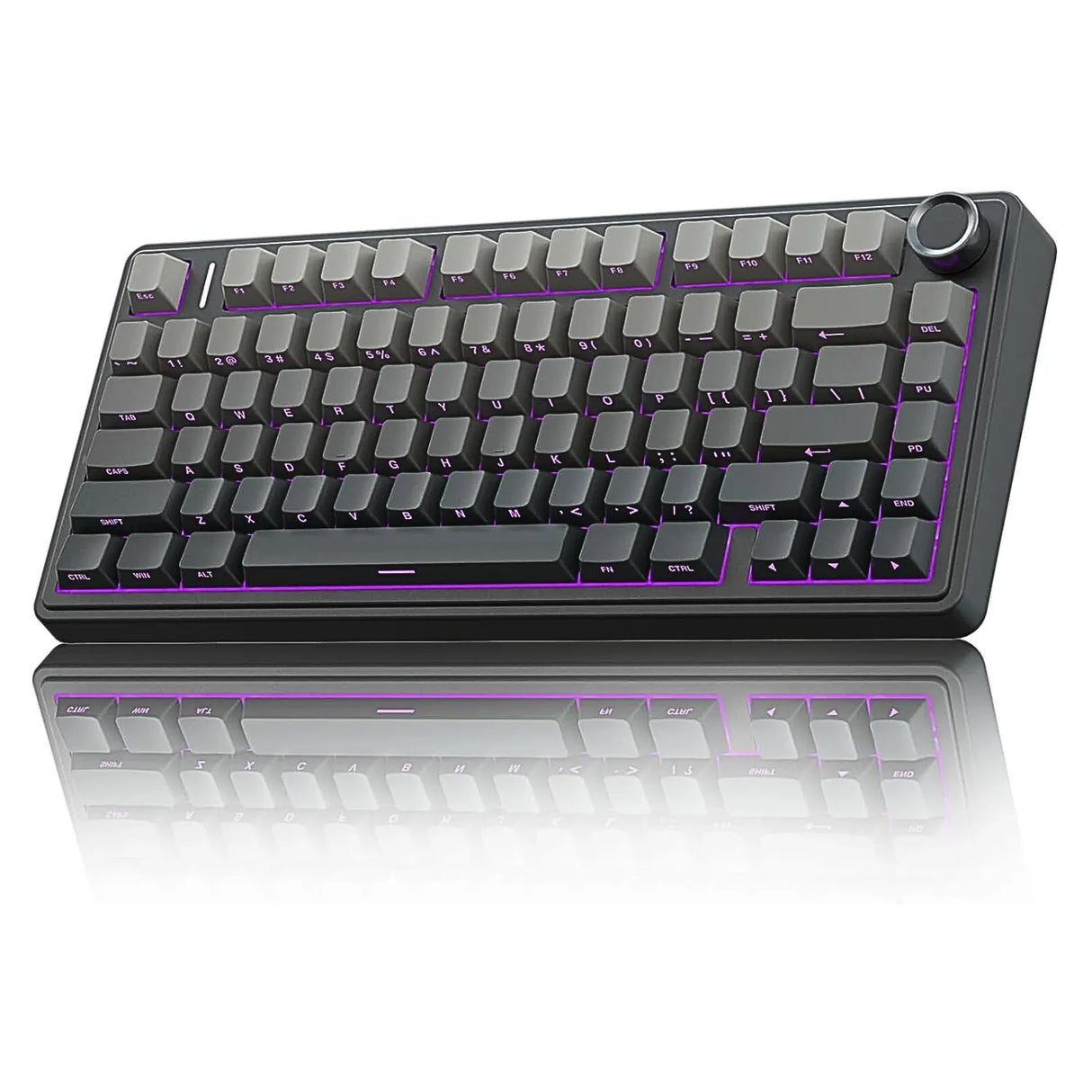 AULA F75 Side Engraved Keycaps 3 in 1 Hot Swappable Wireless Mechanical Keyboard Gradient Gray | Reaper Switch (F75GrR)