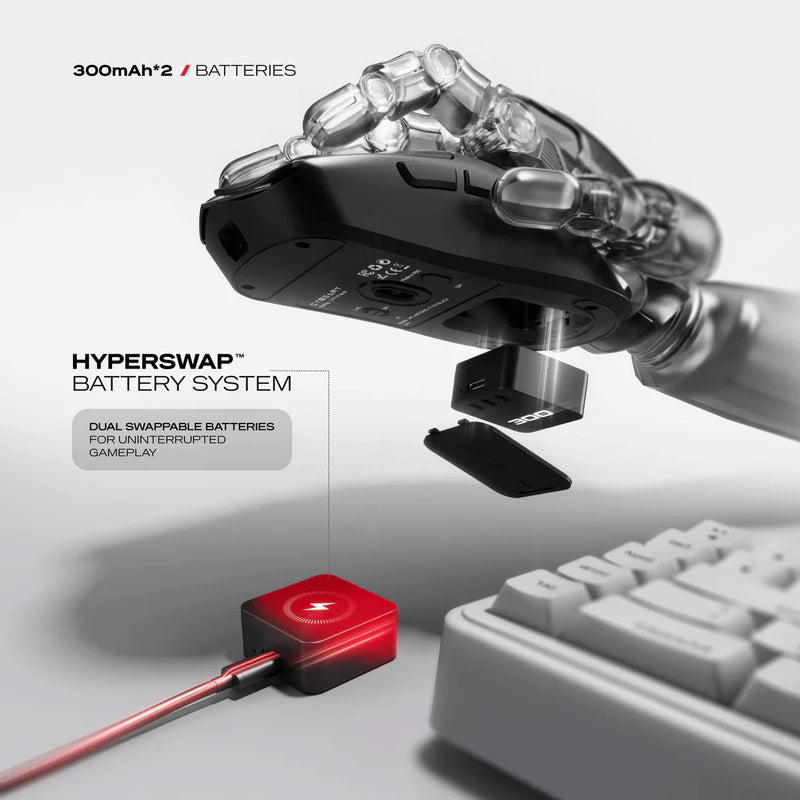 Cybeart Xeus - 8K 39g Ultra-light Tri-Mode Wireless Gaming Mouse - White