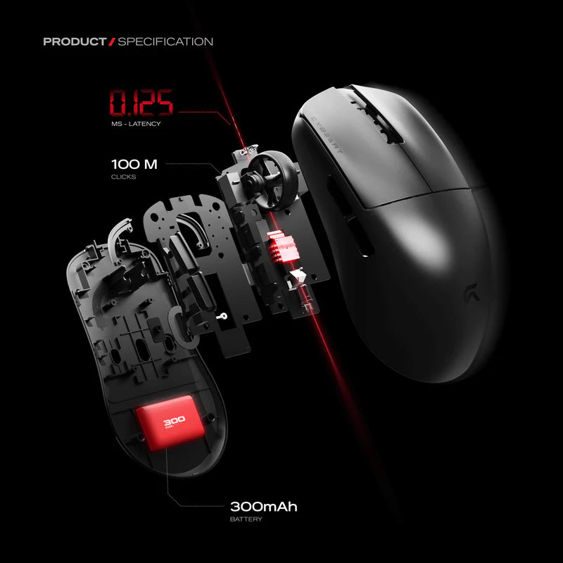 Cybeart Xeus - 8K 39g Ultra-light Tri-Mode Wireless Gaming Mouse - Black