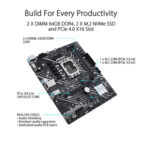 Asus Prime H610M-E D4 M-ATX Motherboard