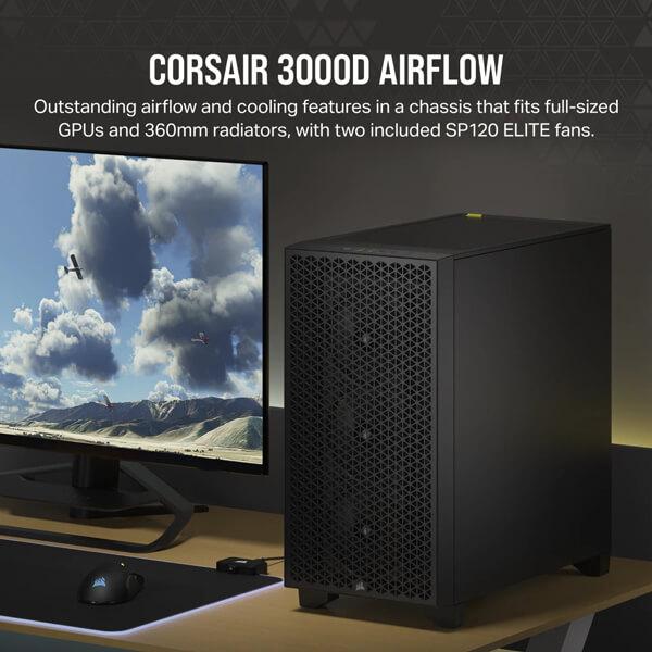Corsair 3000D Airflow Mid-Tower (ATX) Cabinet (Black)