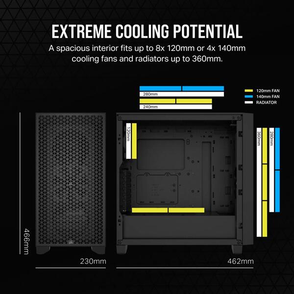 Corsair 3000D Airflow Mid-Tower (ATX) Cabinet (Black)