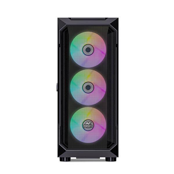 Ant Esports ICE-410TG ARGB (E-ATX) Mid Tower Cabinet (Black)