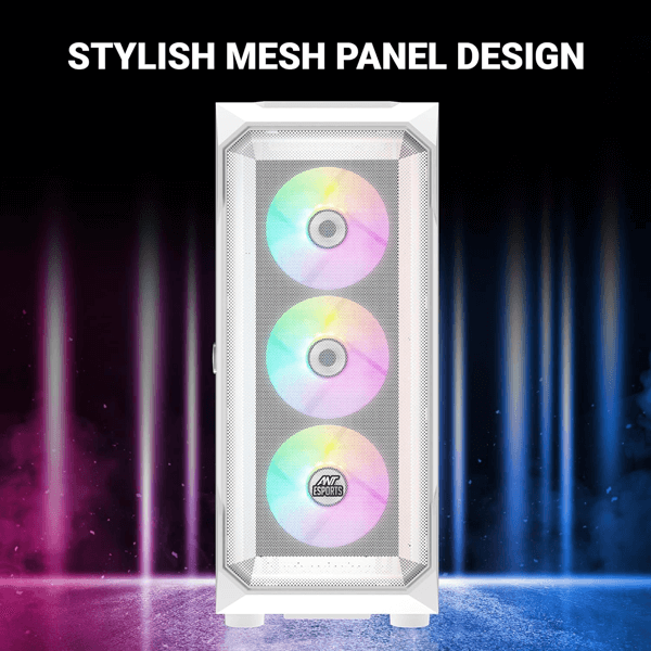 Ant Esports ICE-410TG ARGB (E-ATX) Mid Tower Cabinet (White)