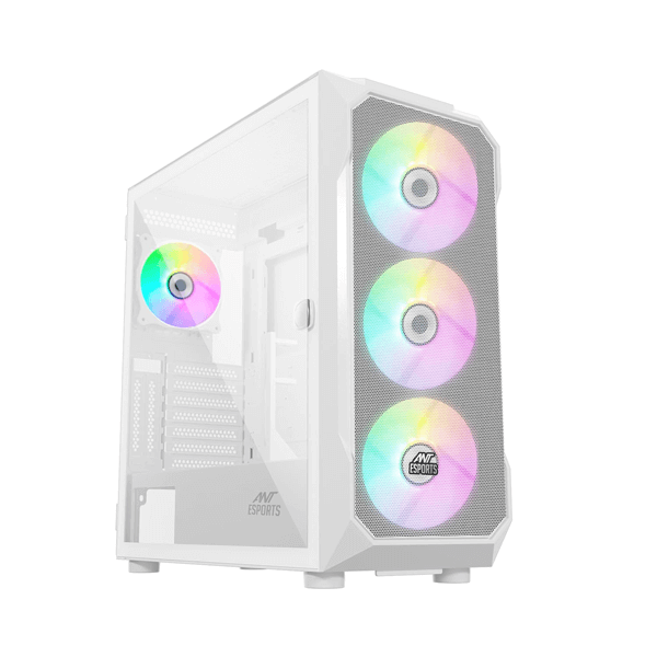 Ant Esports ICE-410TG ARGB (E-ATX) Mid Tower Cabinet (White)