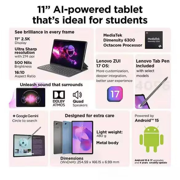 Lenovo Idea Tab (11") 8GB 256GB Wifi + 5G + Pen (ZAFM0706IN)