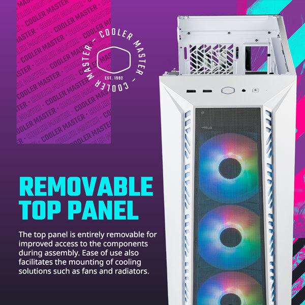Cooler Master MasterBox 520 Mesh ARGB (E-ATX) Mid Tower Cabinet (White)
