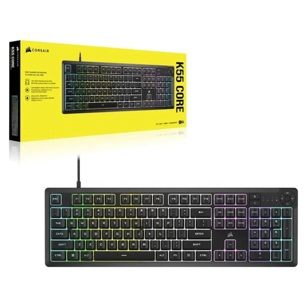 CORSAIR K55 CORE RGB Membrane Wired Gaming Keyboard (Black)