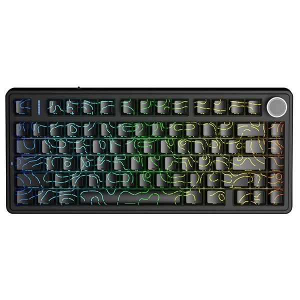 AULA F75 75% Wireless Trio Mode Mechanical Gaming Keyboard With Knob | Black Contour, Star-Vector (Seiya) Switch (F75BCS)