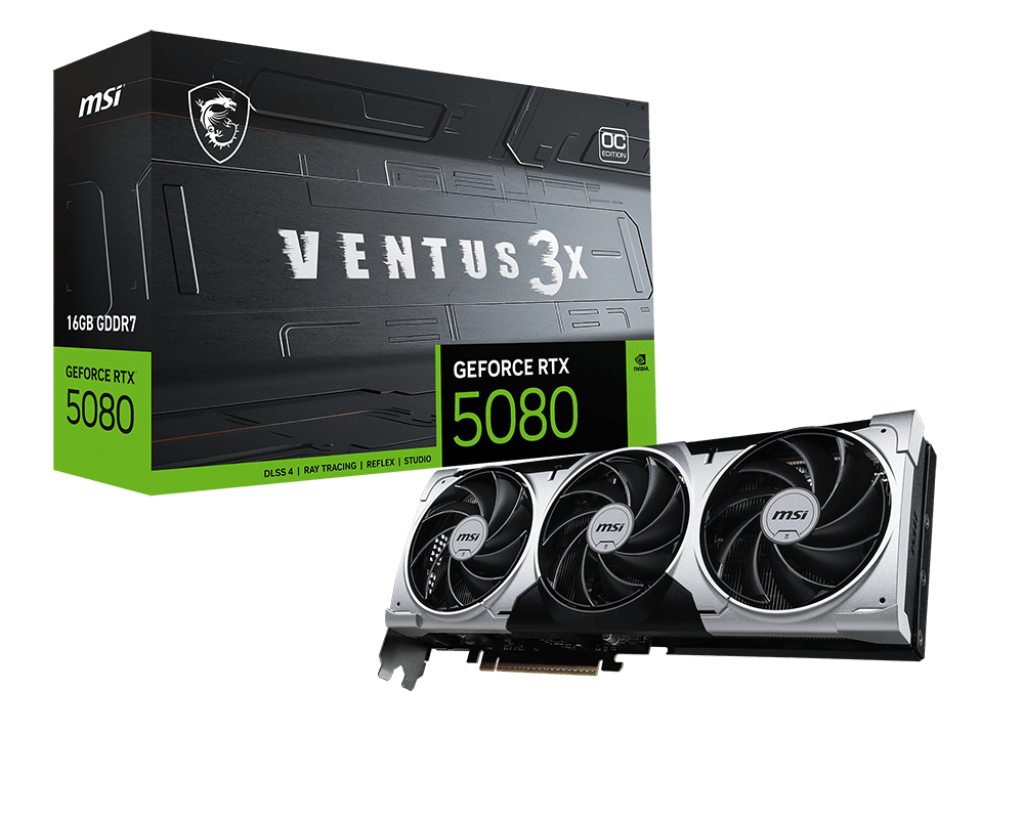MSI GeForce RTX 5080 Ventus 3X OC Plus 16GB GDDR7 Graphics Card