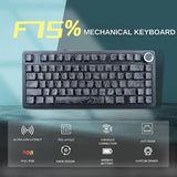 AULA F75 75% Wireless Trio Mode Mechanical Gaming Keyboard With Knob | Black Contour, Star-Vector (Seiya) Switch (F75BCS)
