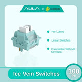LEOBOG Ice Vein Linear Mechanical Switch – Ultra-Smooth, Silent, Pre-Lubed, Hot-Swappable, Ideal for Custom Keyboards (100pcs)