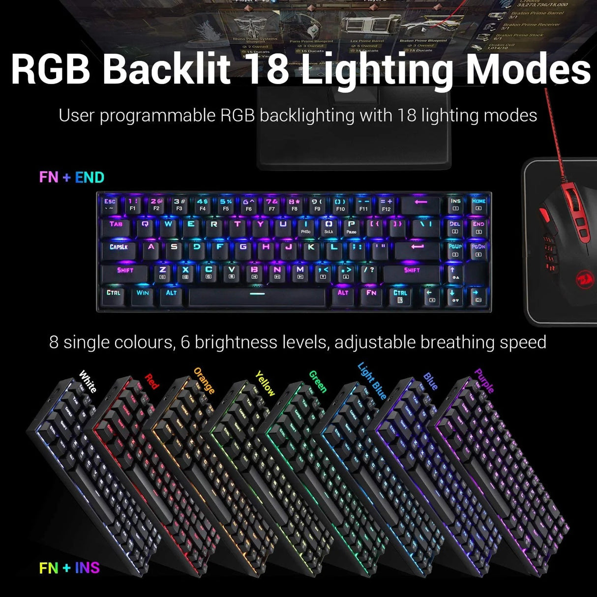 Deimos K599 - TKL 2.4Ghz+wired RGB Mechanical Keyboard (Red Switch)