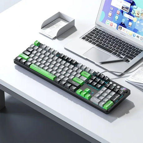 Aula F2088Pro Mechanical Gaming Keyboard | Black+ Grey + Green (F2088 ProBGrG)