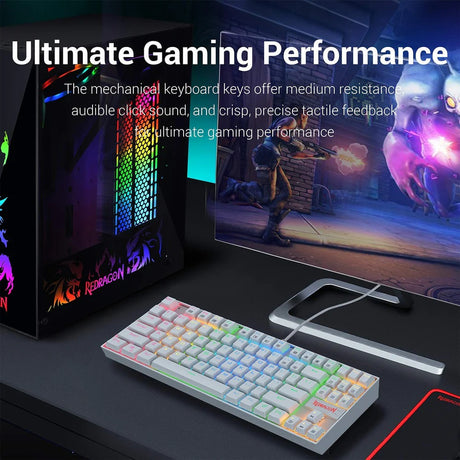 Kumara K552 - TKL Wired Mechnical Keybaord Rgb White (Blue Switch)