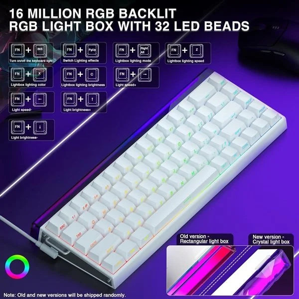 AULA Hero 68HE 60% Side Printed PBT Keycaps Wired Gaming Keyboard | White Side Engraved Keycaps – Meteor Magnetic Switch (HERO68WM)