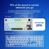 AULA F75 Max Wireless 3 in 1 Mechanical Gaming Keyboard with Screen & Knob | Ice Blue, Reaper Switch (F75MaxIUR)