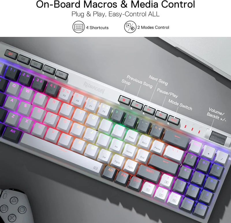 Magicwand Se K655 75% Wired Mechanical Keyboard White and Grey (Quiet Linear Red Switch)