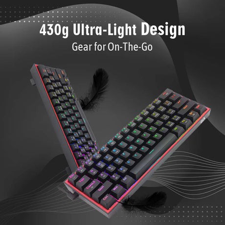 FIZZ PRO K616 - 60% Wired+2.4Ghz+BT Mechanical Keyboard Black (Red Switch)