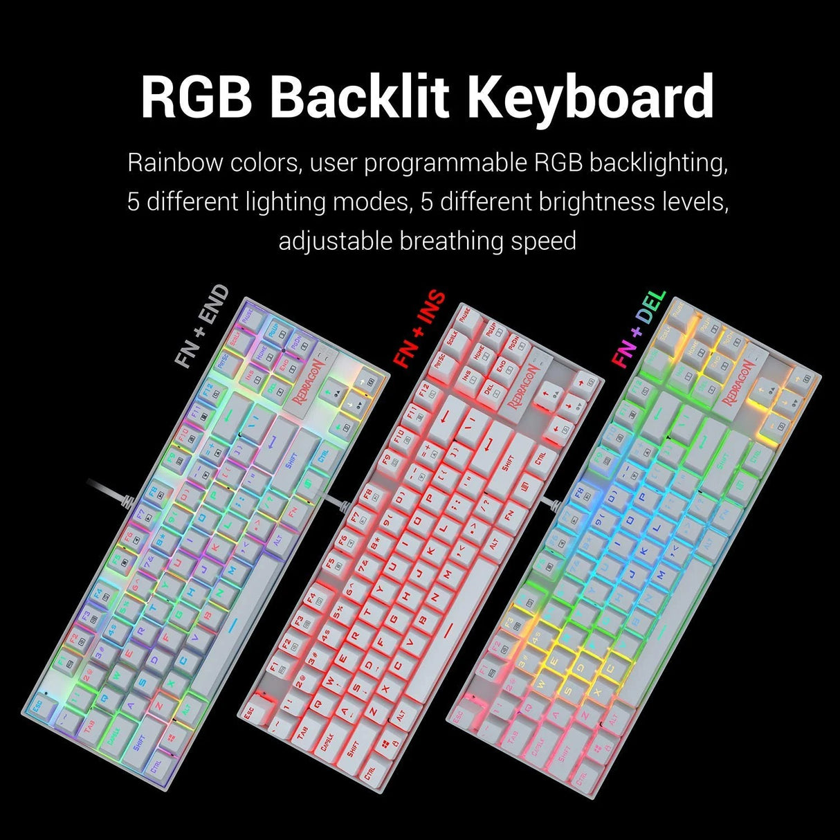 Kumara K552 - TKL Wired Mechnical Keybaord Rgb White (Blue Switch)