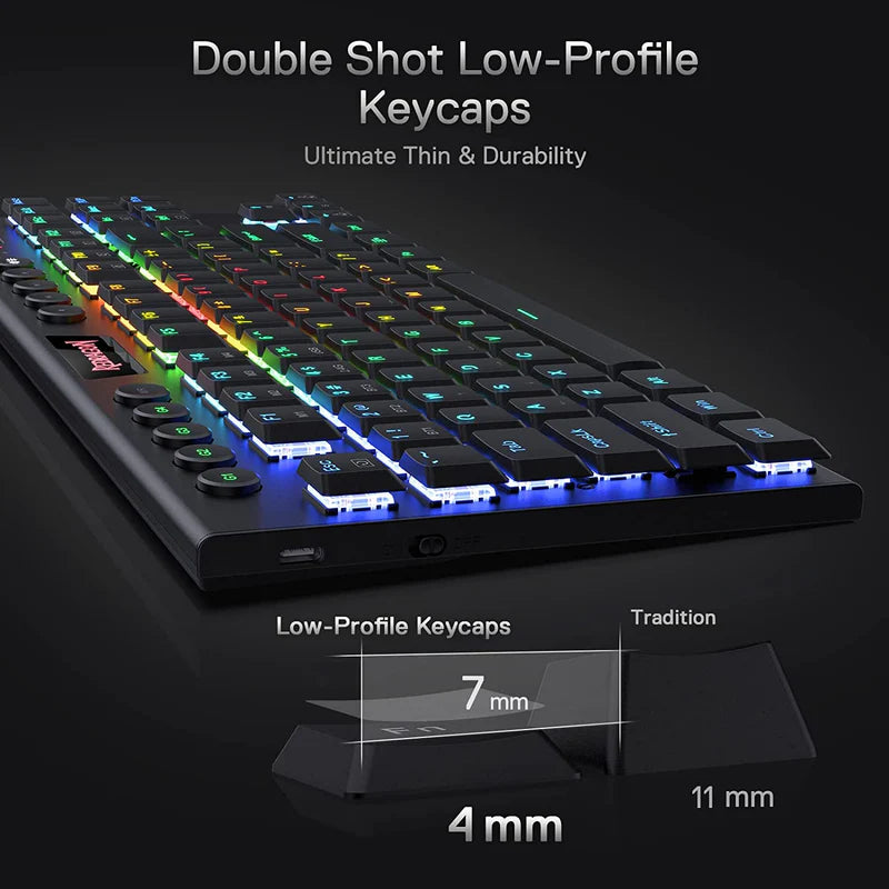 Horus K621 Pro TKL Wired+2.4Ghz+BT Mechanical Keyboard Black (Red Switch)