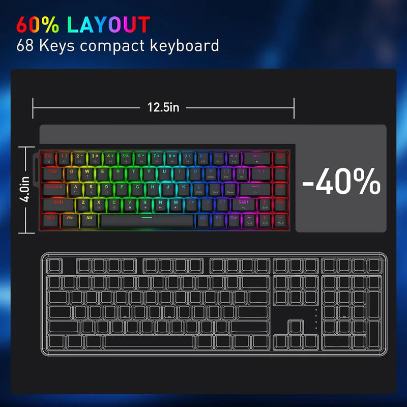 Redragon Castor K631 - 68 Keys Wired Mechanical Keyboard with Strap (Magnetic Switch)