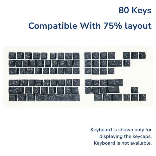Black Contour Sublimation Keycaps 80 Qty | Compatible With All Aula F75 Keyboard Series | Black Contour (BCK)