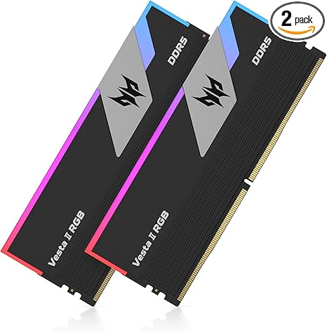 ACER Predator Vesta II RGB 64GB ( 32GBx2 ) 6000MHz DDR5 Desktop RAM (Black) ( CL30 )